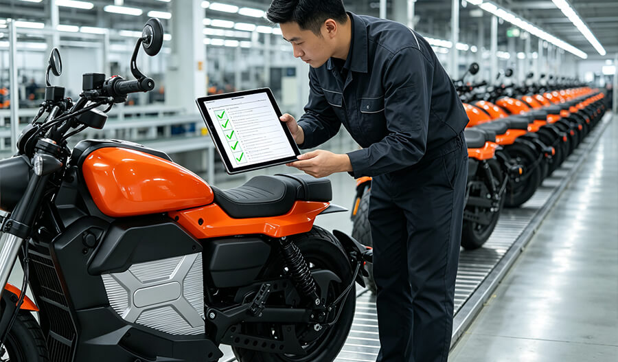 Kontroln&iacute; seznam pro kontrolu tov&aacute;rny na elektrick&yacute; motocykl: 20 věc&iacute;, kter&eacute; by měli dovozci před objedn&aacute;vkou zkontrolovat