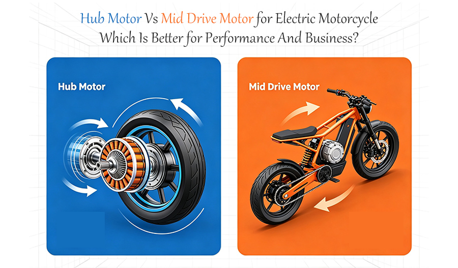 Motor n&aacute;boje versus motor se středn&iacute;m pohonem pro elektrick&yacute; motocykl: kter&yacute; je lepš&iacute; pro v&yacute;kon a podnik&aacute;n&iacute;?